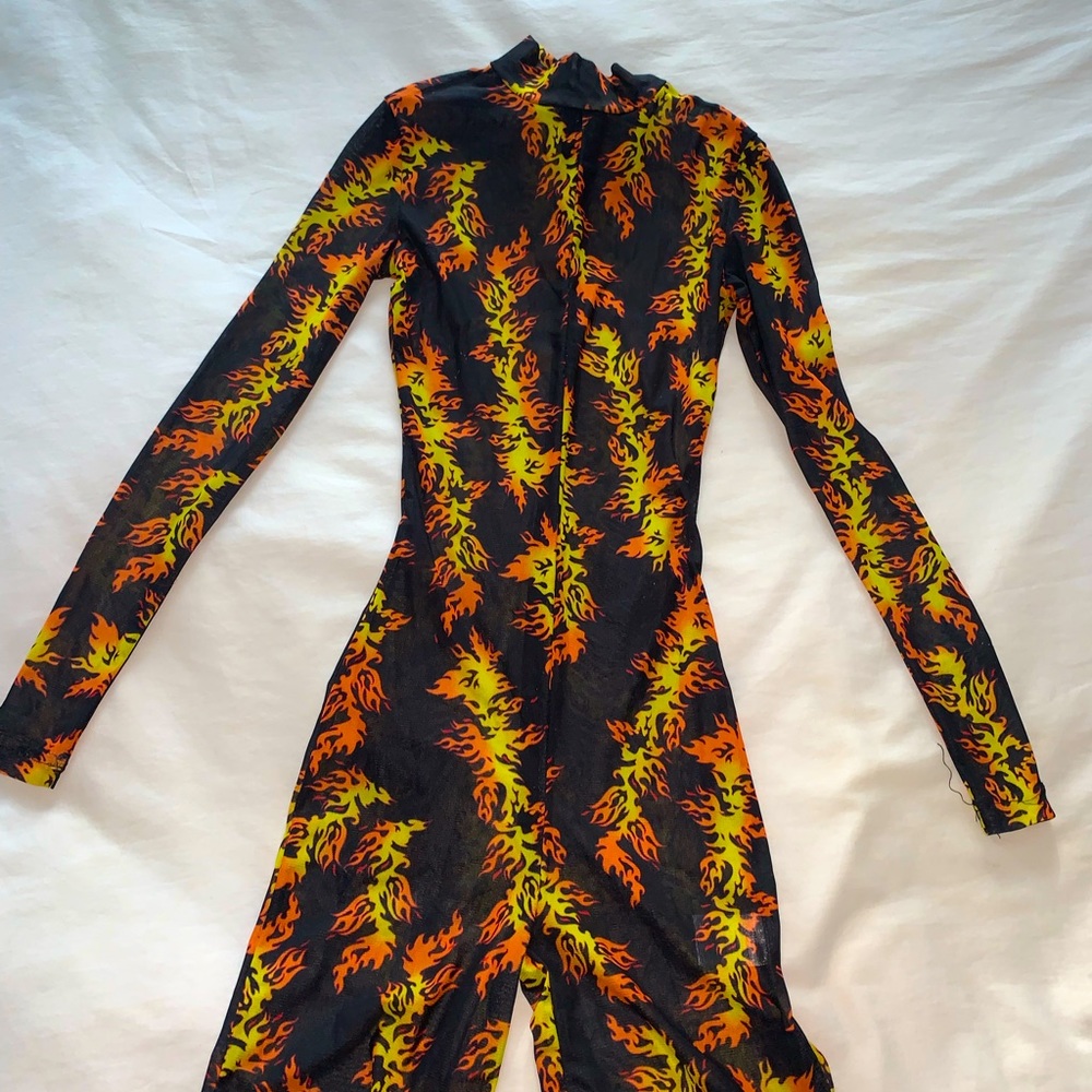 Beginning Boutique Flame Mesh Playsuit